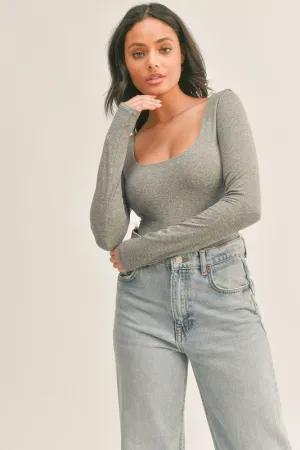 BreathableMaterial Long Sleeve Seamless Bodysuit - Grey