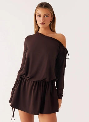 Zinnia Mini Dress - Chocolate Perfect Wear Smart Casual