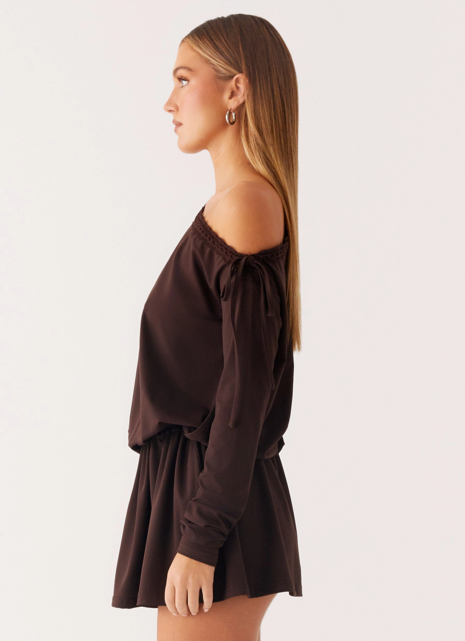 Satin-Edge Zinnia Mini Dress - Chocolate