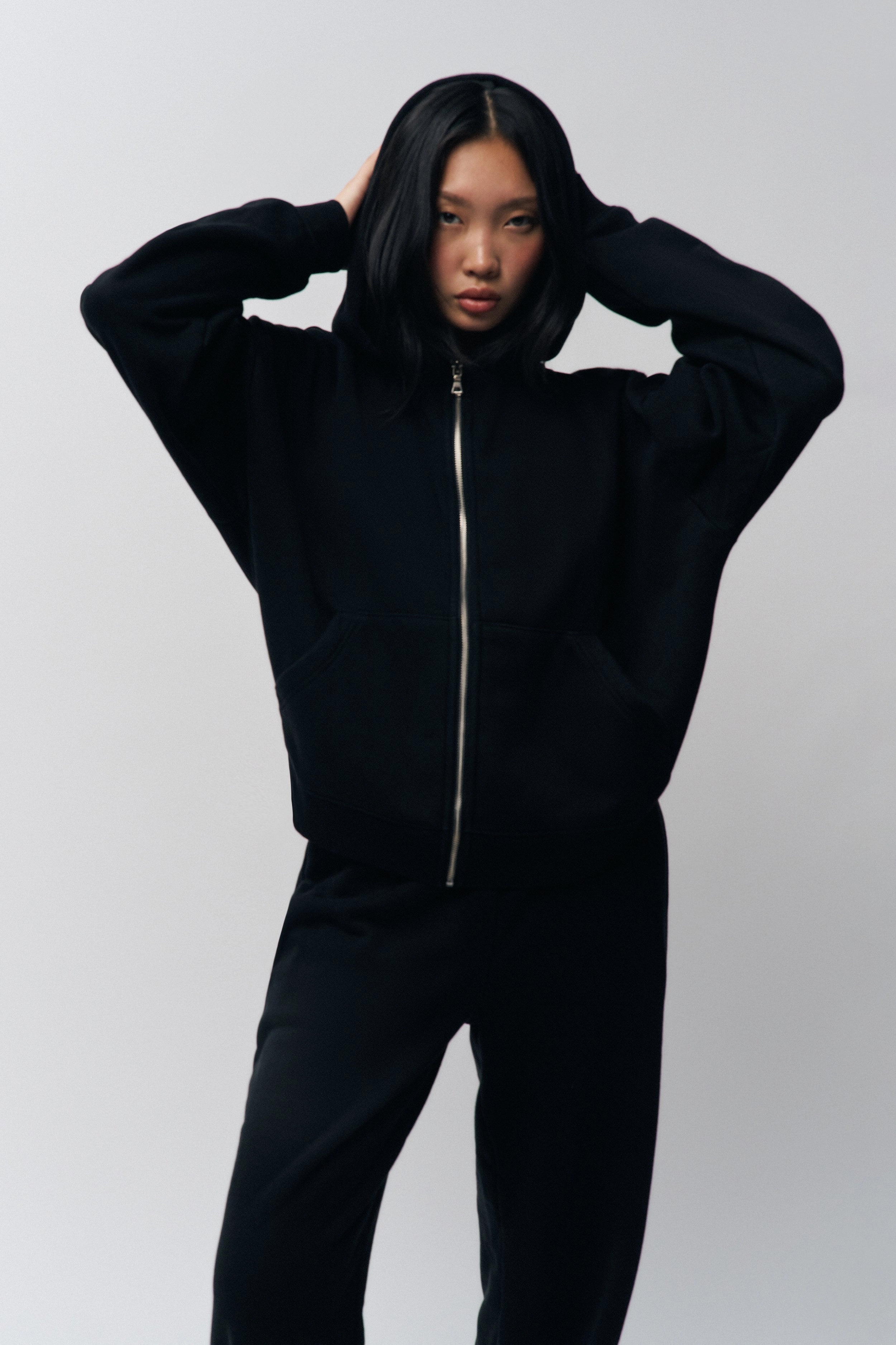 Functional Drape Timeless Basic Zip Up Hoodie
