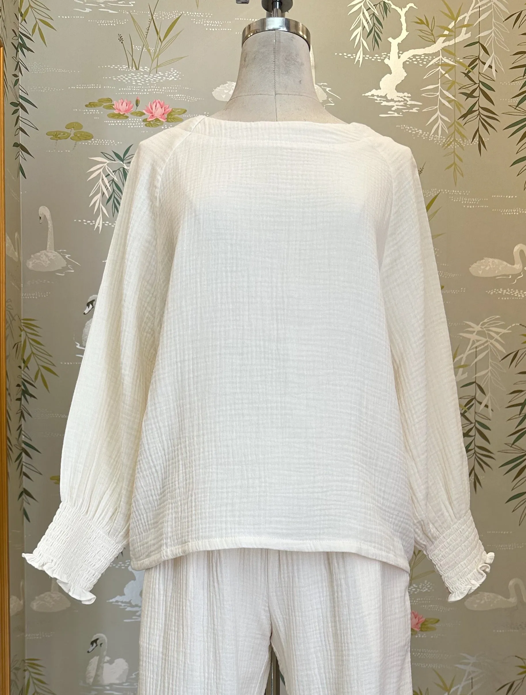 AbrasionResistantFabric VNeckReinforcement Zoe Peasant Blouse - Ivory