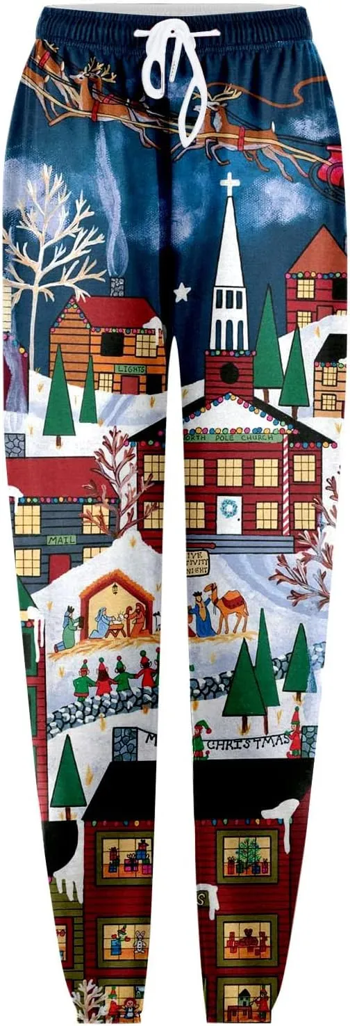 ZYXTIM Christmas Funny Plus Size Loungewear Ugly Christmas Winter Long Drawstring Sweatpants Womens Jogger Pants Trousers