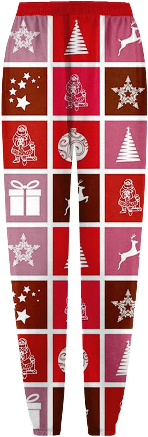ZYXTIM Christmas Funny Plus Size Loungewear Ugly Christmas Winter Long Drawstring Sweatpants Womens Jogger Pants Trousers