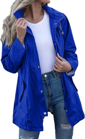 ZYXTIM Women's Rainy Day Waterproof Rain Jacket Fashion Fluorescent Outdoor Cycling Running Lightweight Raincoat Windbreaker