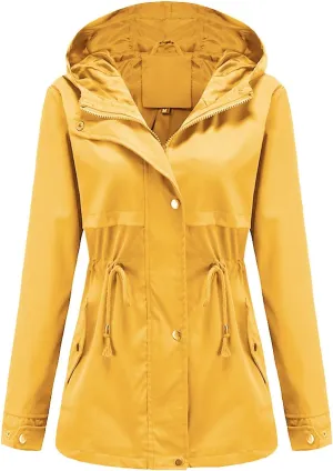 ZYXTIM Women's Waterproof Hooded Jacket Outdoor Quick Dry Raincoat Plus Size Cycling Hiking Raincoats Trendy Windbreaker